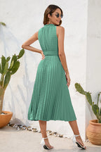 Swiss Dot Tie Neck Sleeveless Dress (20)