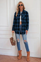 Plaid Button Up Dropped Shoulder Outerwear (14)