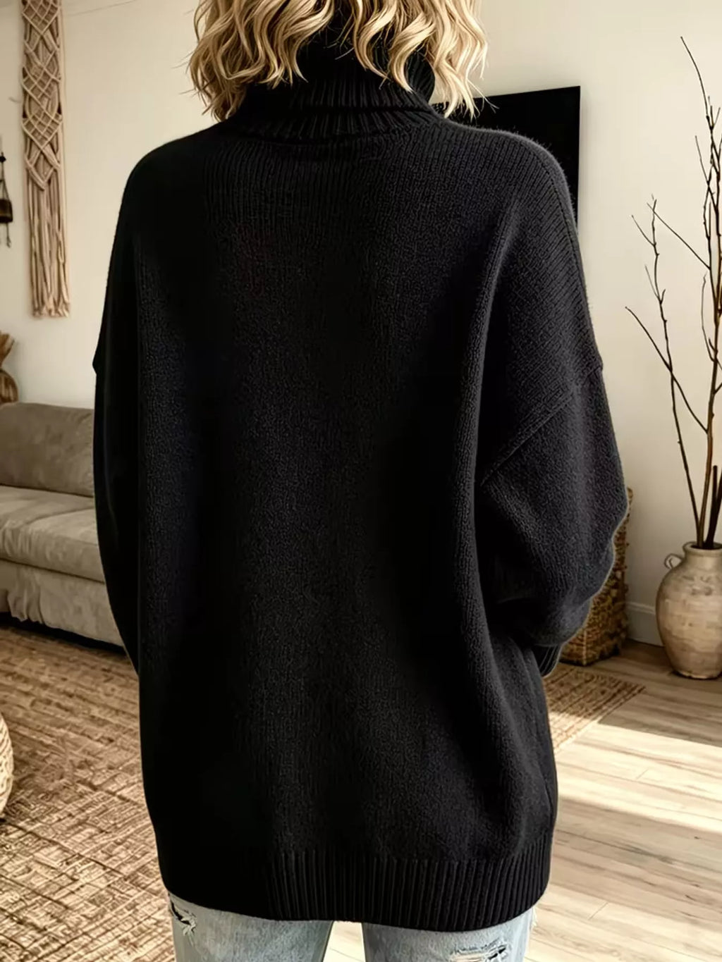 Turtleneck Dropped Shoulder Sweater (12)