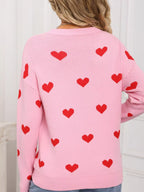 Valentine's Day Heart Pattern Dropped Shoulder Sweater (10)