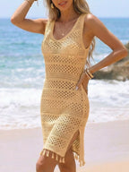 Crochet Tassel Hem Cover-up Dress (8)
