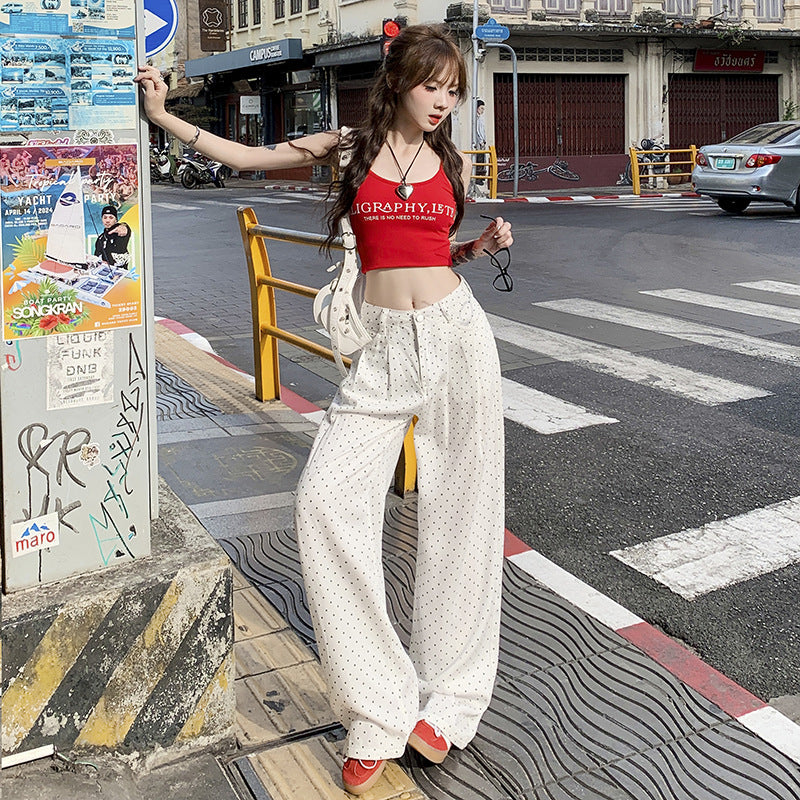 White Polka Dot Pleated Trousers photo 3