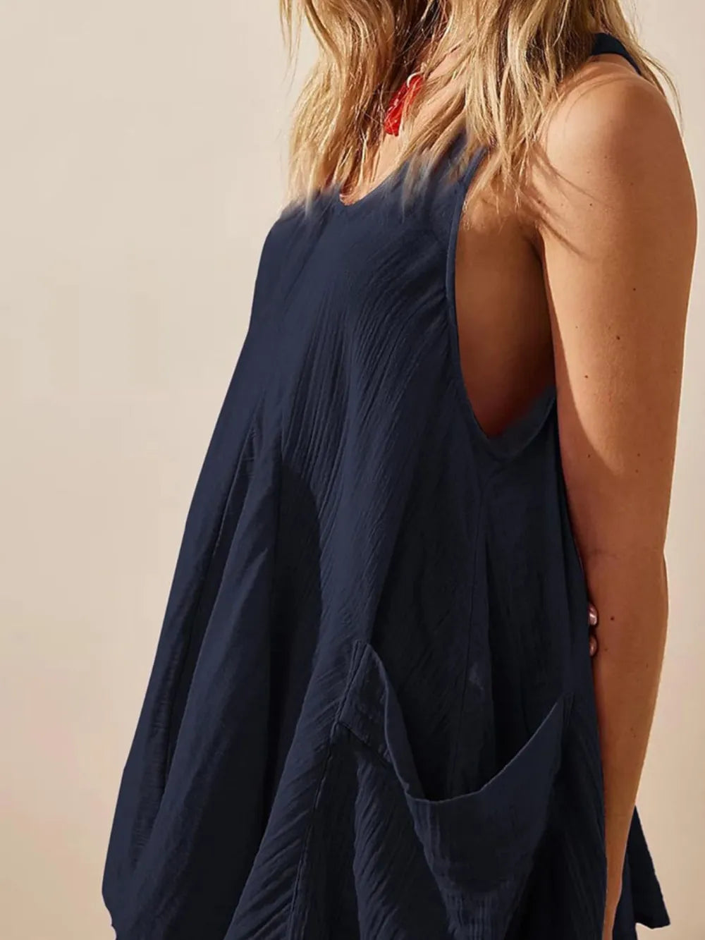 Tied Scoop Neck Wide Strap Mini Dress (11)