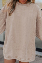 Ribbed Round Neck Drop Shoulder Sweatshirt (8)