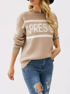 Letter Crew Neck Dropped Shoulder Sweater (6)