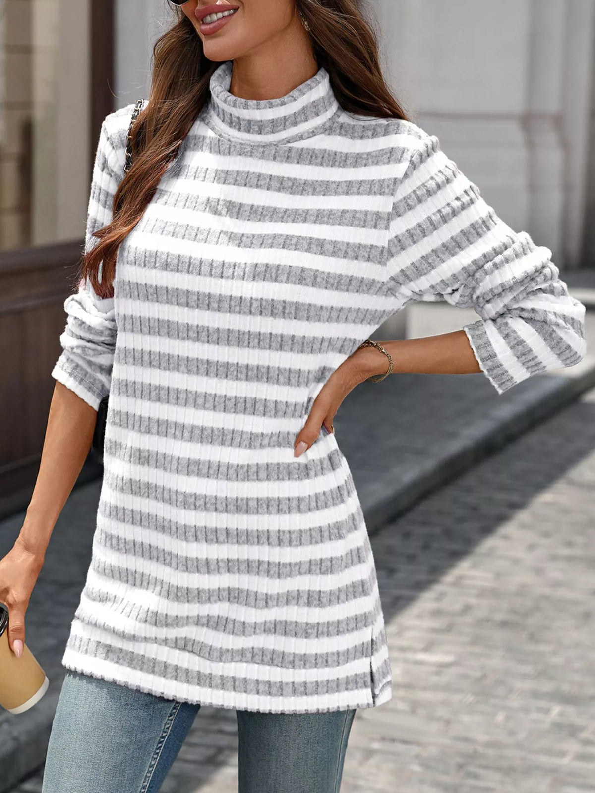 Striped Turtleneck Long Sleeve Knit Top (12)