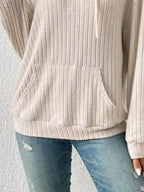 Ribbed Knit Long Sleeve Hoodie (12)