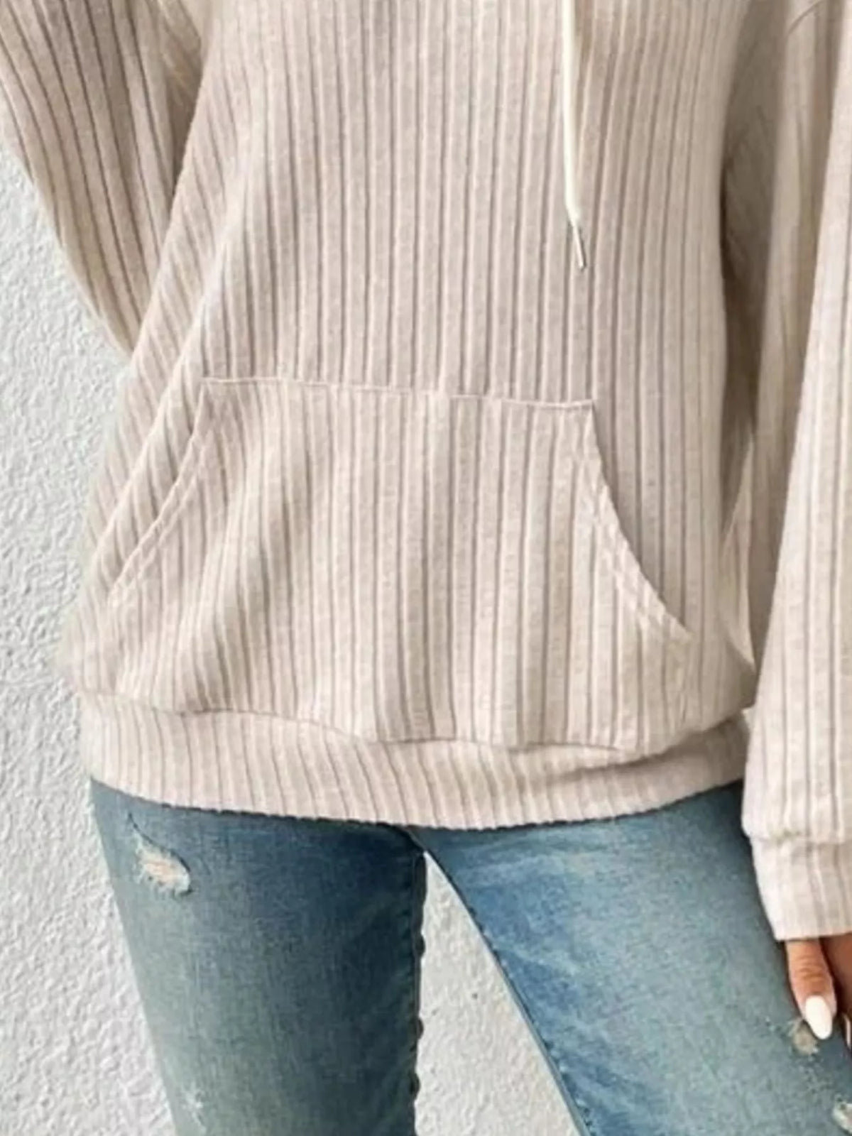 Ribbed Knit Long Sleeve Hoodie (12)