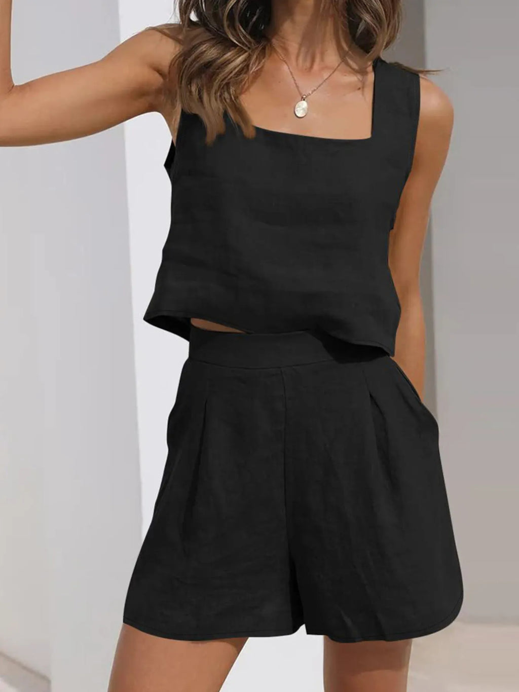 Square Neck Tank Shorts Set (9)
