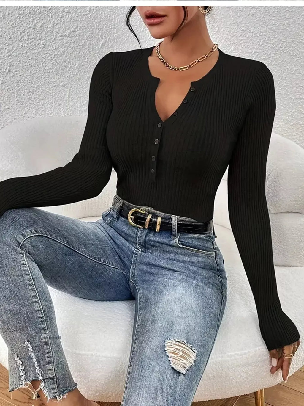 Ribbed Knit Button Front Top (14)