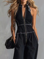 Zip Front Sleeveless Wide Leg Jumpsuit (2)
