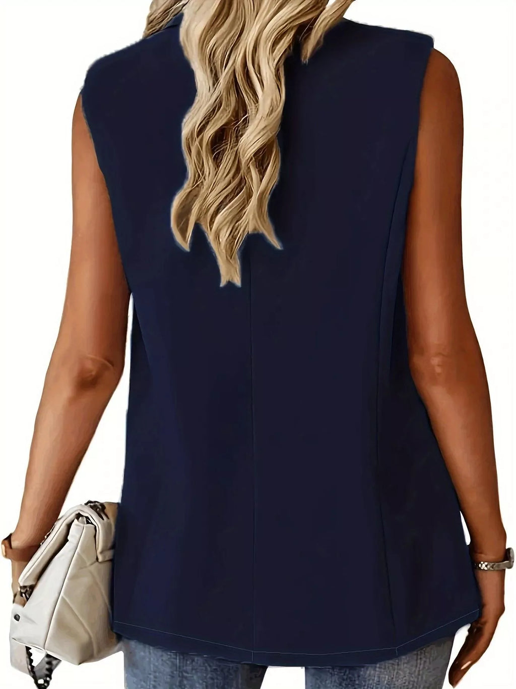 Full Size One Button Lapel Collar Vest Coat Plus (12)
