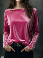 Full Size Velvet Long Sleeve T-shirt Plus