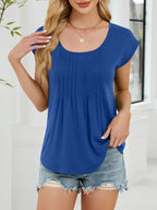 Pleated Front Scoop Neck T-shirt (18)