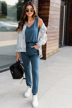 Drawstring Round Neck Sleeveless Jumpsuit (2)