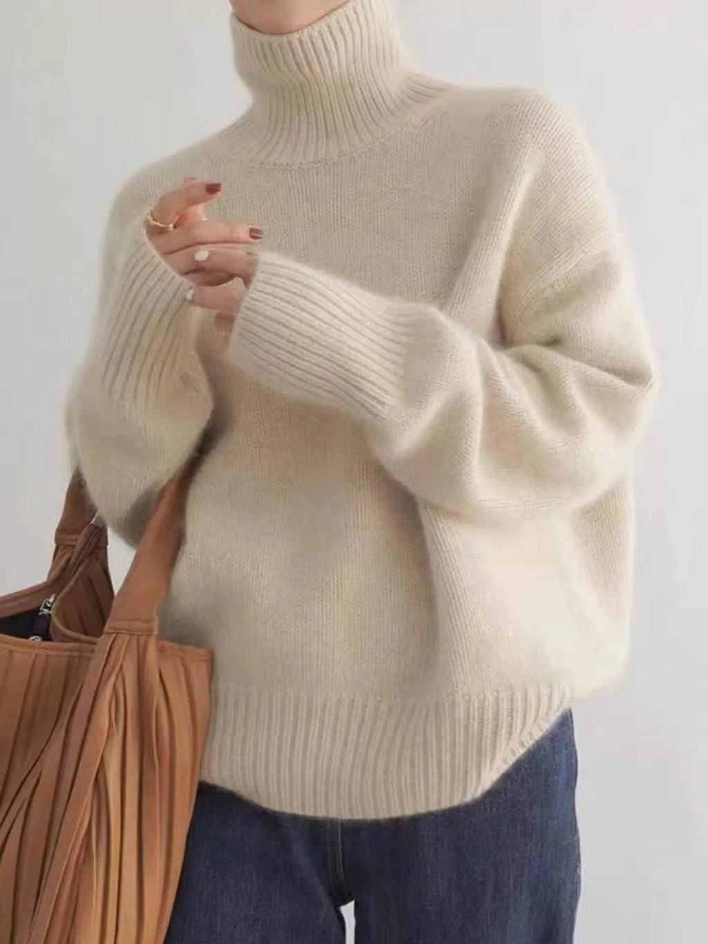 Turtleneck Dropped Shoulder Sweater (3)