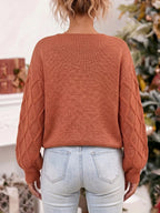 Snowflake Textured V-neck Sweater (4)