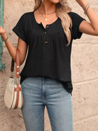 Casual Button Detail Henley T-shirt (3)