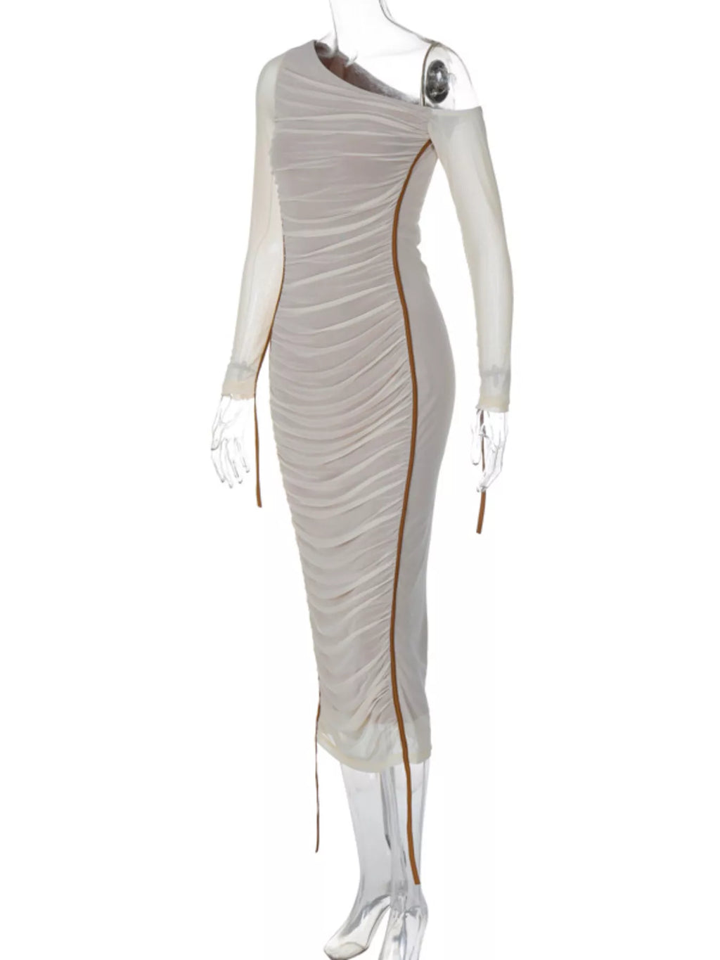 One-shoulder Ruched Bodycon Midi Dress (9)