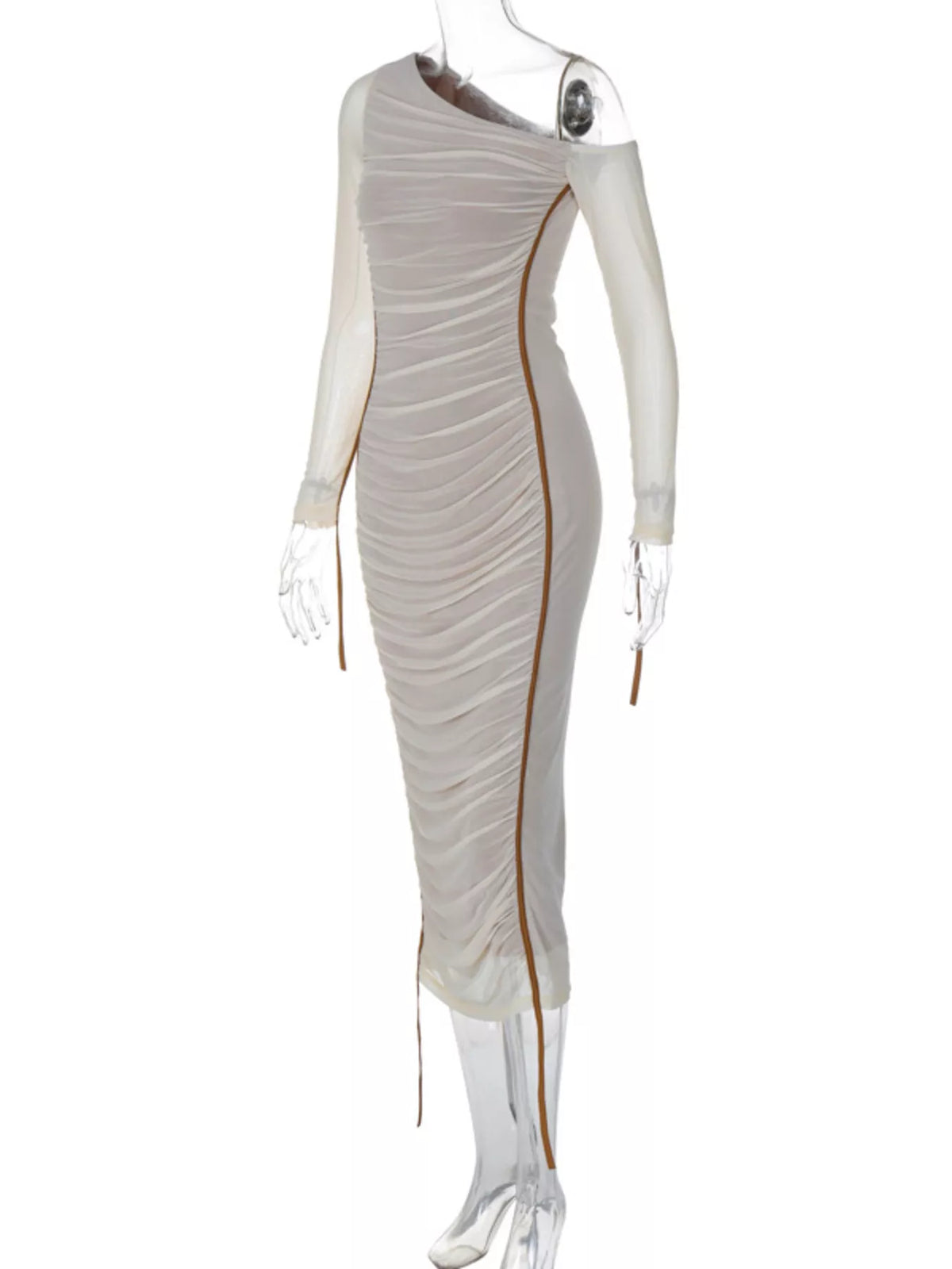 One-shoulder Ruched Bodycon Midi Dress (9)