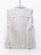 Full Size Button Down Raw Hem Sleeveless Denim Jacket Plus (22)