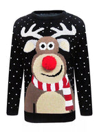 Christmas Reindeer Graphic Round Neck Sweater (6)