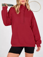 Half Snap Dropped Shoulder Hoodie (13)