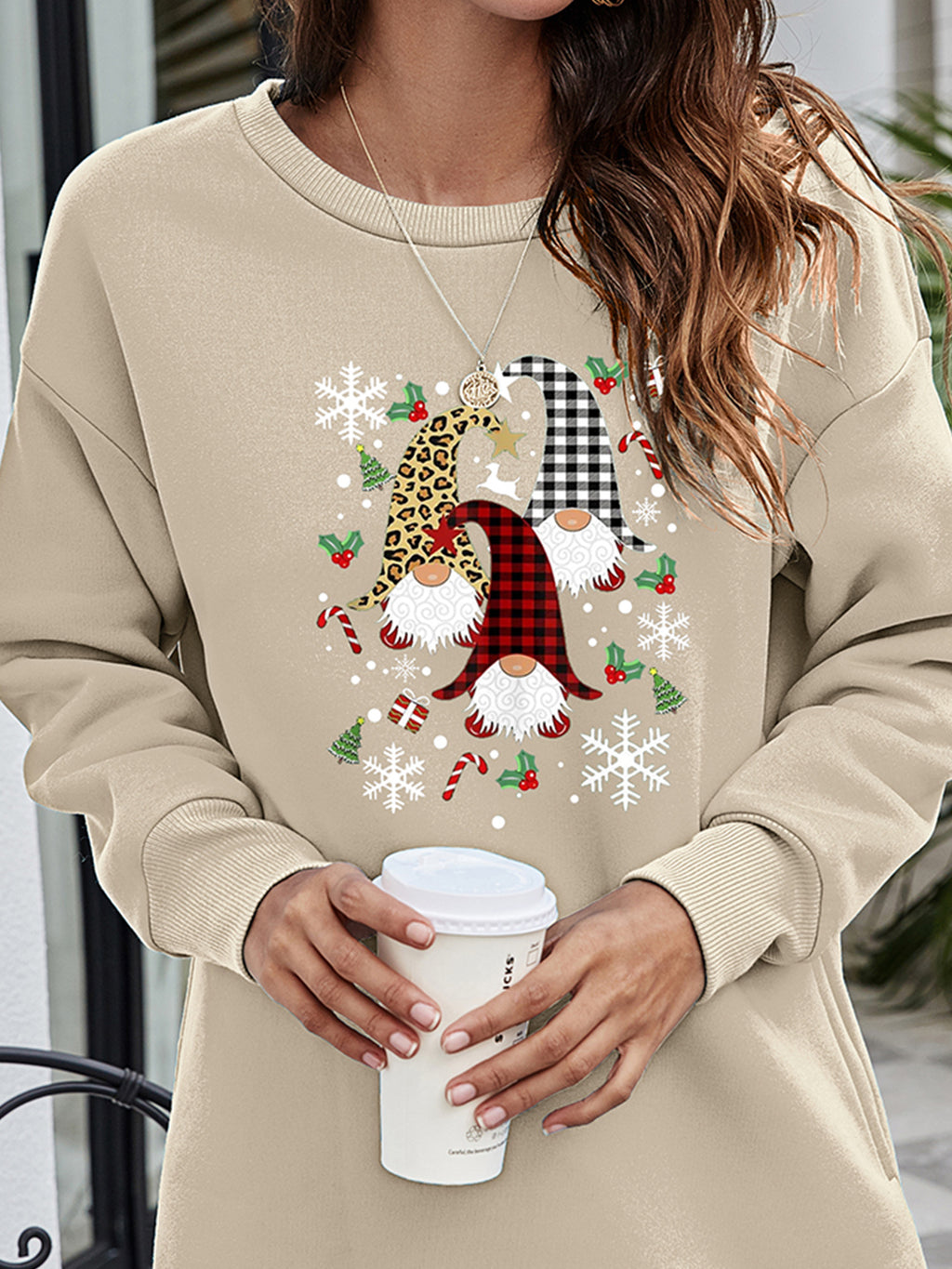 Graphic Round Neck Dropped Shoulder Sweatshirt (18)