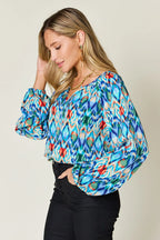 Full Size Printed Balloon Sleeve Blouse (3)
