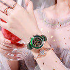 Green Leather Strap Belt Calendar Watch photo 9