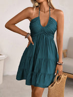 Smocked Halter Neck Tiered Dress (22)