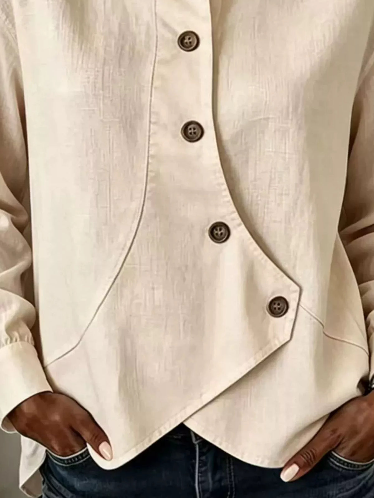 Full Size Asymmetrical Button Down Shirt Plus (6)