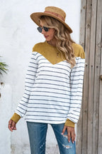 Striped Round Neck Long Sleeve T-shirt (4)