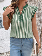 Striped Ruffle Sleeve Blouse (16)