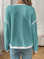 Ribbed Contrast Trim Long Sleeve Top (16)