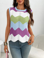 Block Round Neck Sweater Vest (15)