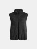 Full Size Fuzzy Zip Up Vest Coat Pockets (5)