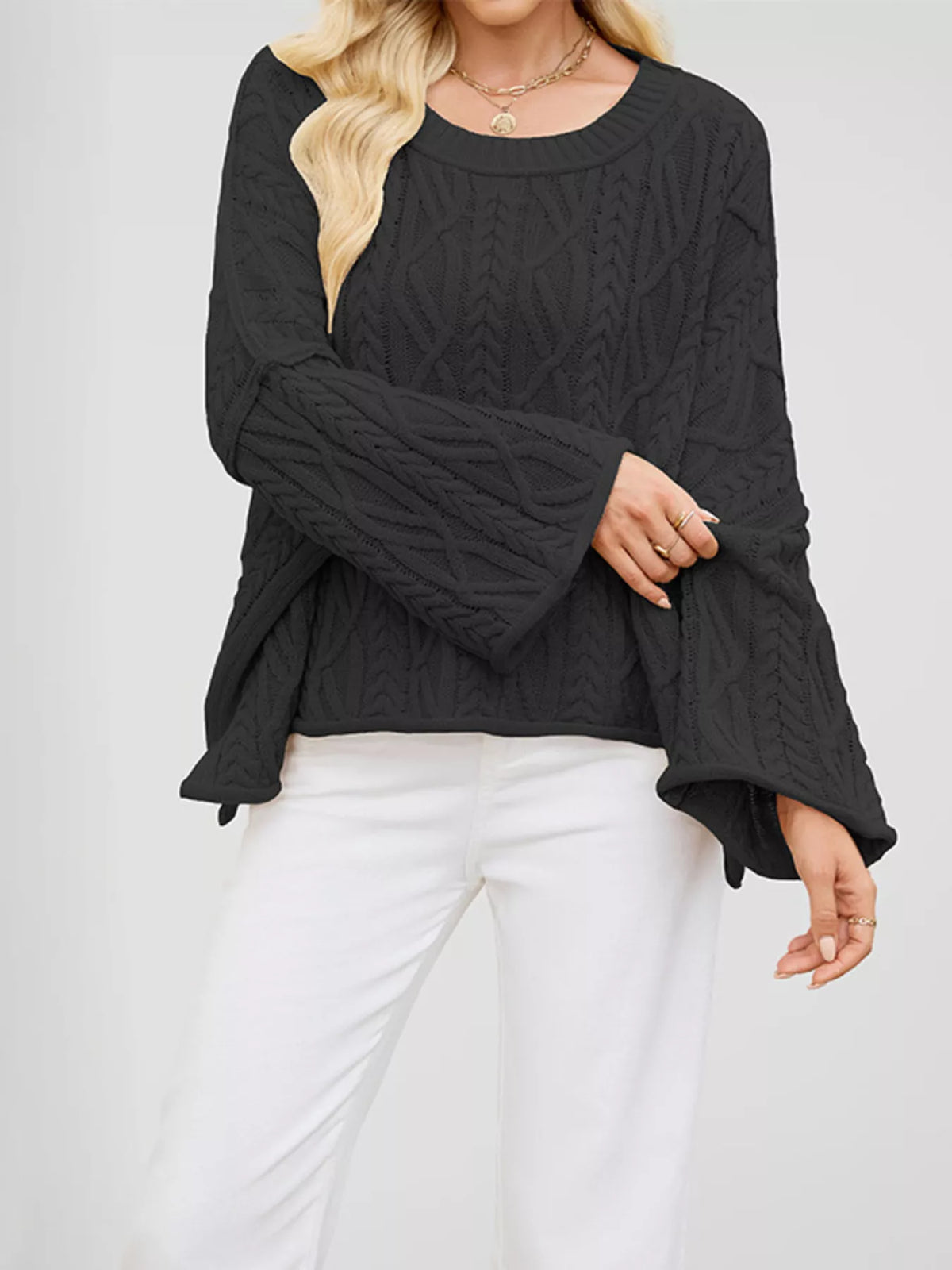 Cozy Cable Knit Drop Shoulder Oversize Sweater (9)