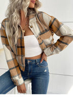 Plaid Button-front Cropped Jacket (11)