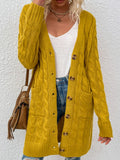 Cable-knit Button Down Cardigan Pockets