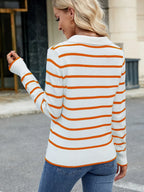 Striped Johnny Collar Long Sleeve Sweater (14)
