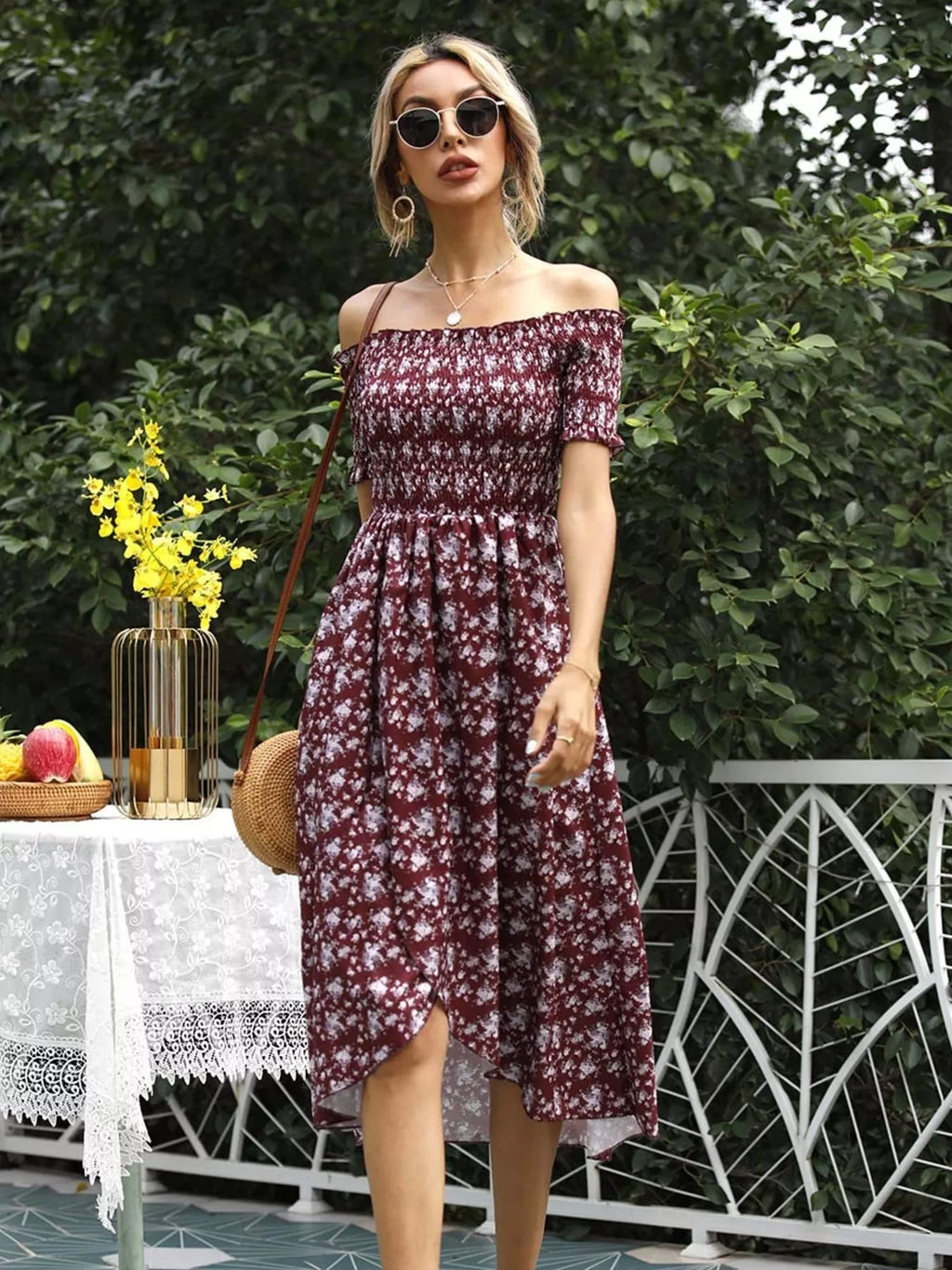 Off Shoulder Floral Slit Dress (12)