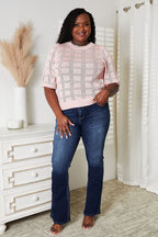 Ribbed Trim Round Neck Knit Top (27)