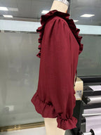 Ruffle V-neck Long Sleeve Blouse (11)