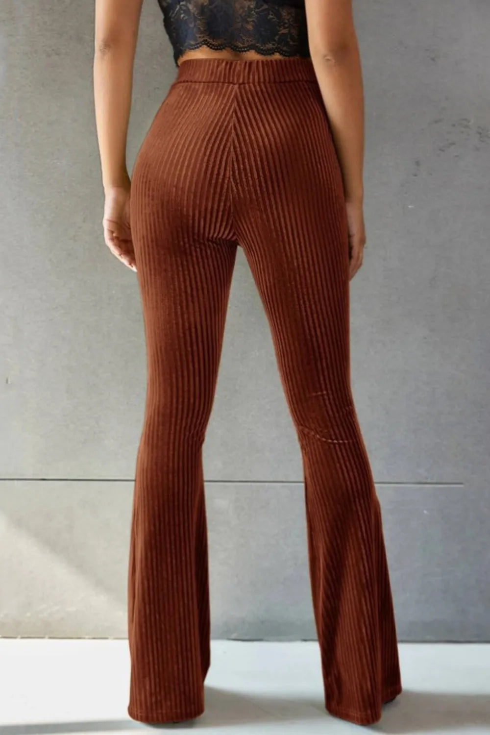 Ribbed High Waist Flare Pants (29)