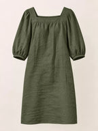 Square Neck Puff Sleeve Mini Dress (12)