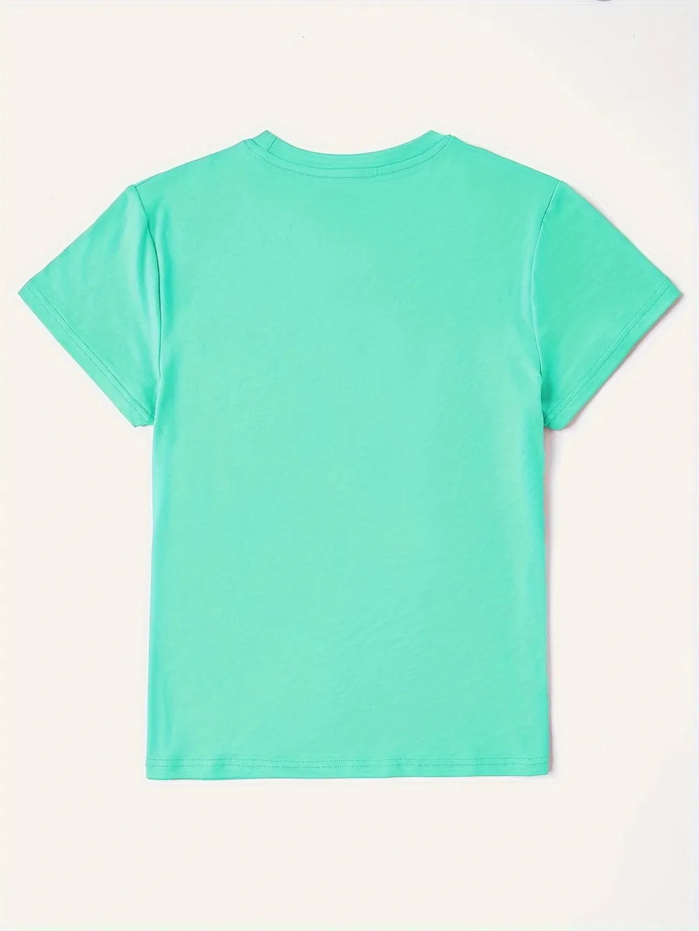Letter Graphic Round Neck Short Sleeve T-shirt (3)