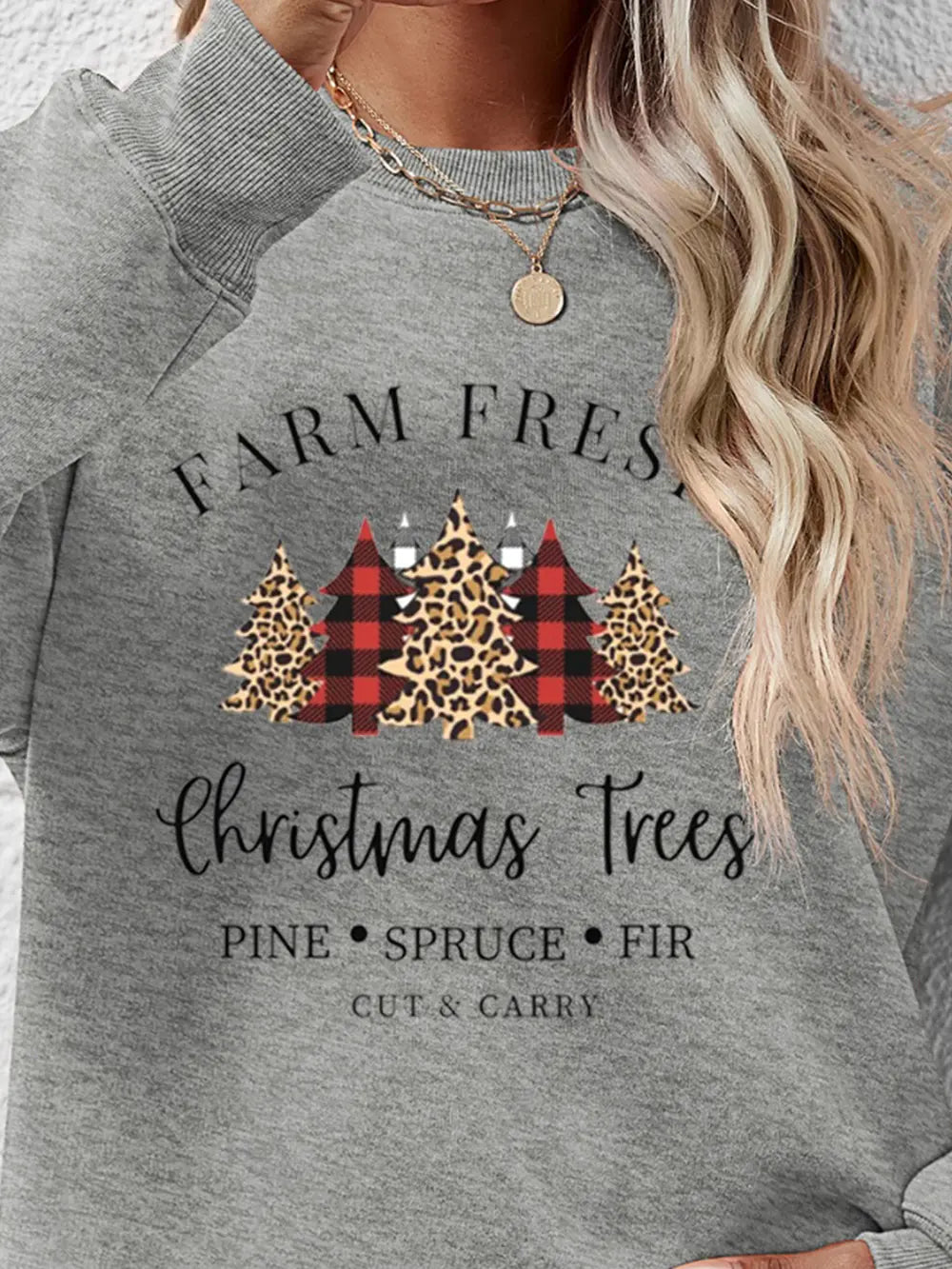 Graphic Round Neck Long Sleeve Sweatshirt (8)
