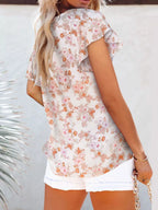 Full Size Floral Print Flutter Sleeve V-neck Blouse Plus (14)