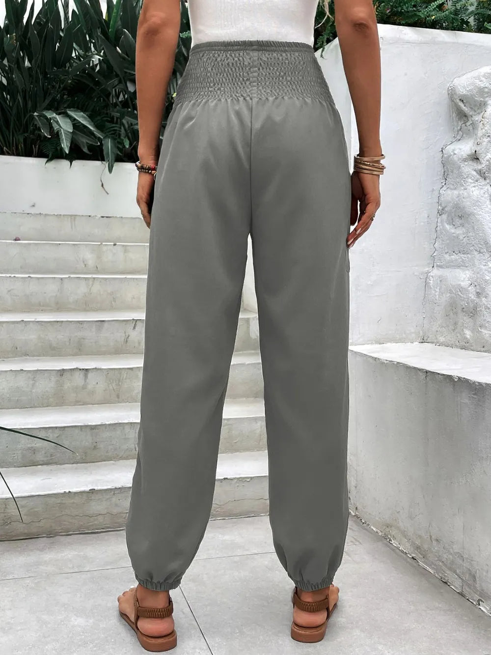 Smocked High Rise Joggers Pockets (15)